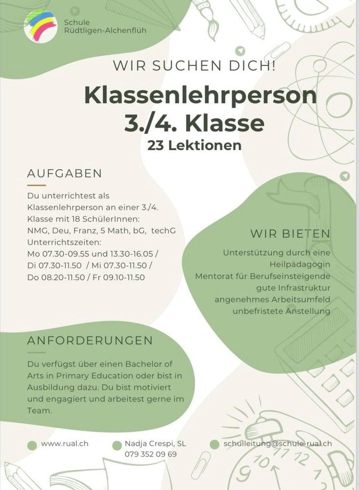 Klassenlehrperson gesucht